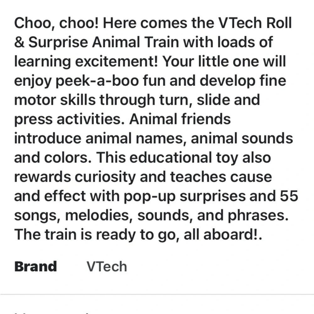 VTech roll and surprise animal train.